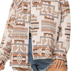 Aztec Print Button-Up Jacket